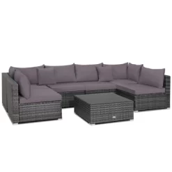 Tangkula 7PCS Patio Rattan Sectional Sofa Set Outdoor Furniture Set W/ Cushions -Tangkula GUEST 464fc064 ae86 4c18 851d 4162b8dc05d2