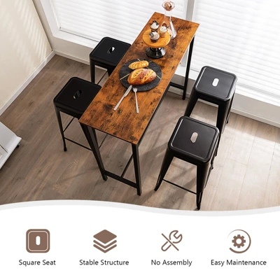 Tangkula 30" Set Of 4 Stackable Backless Metal Bar Stools W/ Footrest For Kitchen 6 Tangkula 30" Set Of 4 Stackable Backless Metal Bar Stools W/ Footrest For Kitchen - Image 4