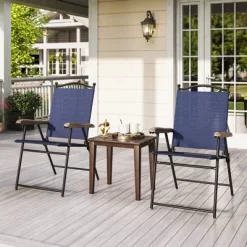 Tangkula Patio Folding Chairs Set Of 2 Outdoor Dining Chairs W/ Ergonomic Backrests & Armrests