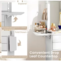 Tangkula Vanity Desk Set W/ Mirror And Lights 3-Color Lighted Mirror Cushioned Stool White 16 Tangkula Vanity Desk Set W/ Mirror And Lights 3-Color Lighted Mirror Cushioned Stool White -Tangkula GUEST 46f3a66f ba4b 4fff 8c1b 5978e78e354c