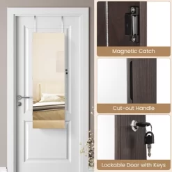 Tangkula 43.5" Jewelry Mirror Cabinet W/ Full-length Mirror & Interior Makeup Mirror -Tangkula GUEST 476868d4 40fd 43a3 bfe6 8c4c4b1a8f6f