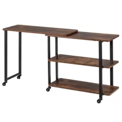 Tangkula Sofa Side Table W/Storage Shelves Mobile End Table Rolling Couch Table Desk For Living Room Bedroom -Tangkula GUEST 47d557ee 2f24 4ac1 9347 fc57fbe561ce