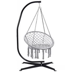 Tangkula Hammock Chair Hanging Cotton Rope Macrame Swing Chair W/ Stand Gray 15 Tangkula Hammock Chair Hanging Cotton Rope Macrame Swing Chair W/ Stand Gray -Tangkula GUEST 481457ef c4ae 4029 a7e0 ce0f639487ba