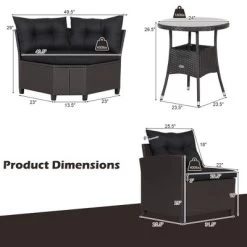 Tangkula 4PCS Wicker Patio Sofa Set Rattan Outdoor Furniture Set W/ Black Cushions -Tangkula GUEST 49268e9c 0f66 4a74 812a e6297007b366