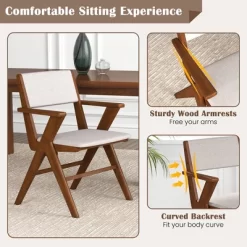 Tangkula Wooden Dining Chair Set Of 4 W/ Rubber Wood Frame Padded Seat & Back Armrests 16 Tangkula Wooden Dining Chair Set Of 4 W/ Rubber Wood Frame Padded Seat & Back Armrests -Tangkula GUEST 493283b4 9f35 457b 8516 22c2255ea78b