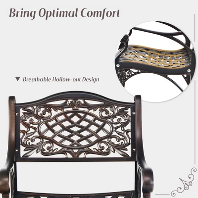 Tangkula 5PCS Cast Aluminum Patio Bistro Set Outdoor Dining Table & Chair Furniture Set 8 Tangkula 5PCS Cast Aluminum Patio Bistro Set Outdoor Dining Table & Chair Furniture Set - Image 6