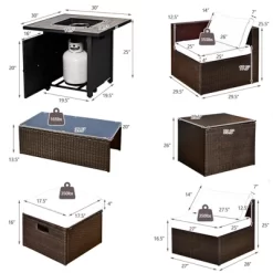 Tangkula 9 PCS Outdoor Patio Furniture Set W/ 30" Propane Fire Pit Table PE Wicker Space-Saving Sectional Sofa W/ Storage Box And Cushions Black/Gray/Navy/Red/Turquoise/Off White 23 Tangkula 9 PCS Outdoor Patio Furniture Set W/ 30" Propane Fire Pit Table PE Wicker Space-Saving Sectional Sofa W/ Storage Box And Cushions Black/Gray/Navy/Red/Turquoise/Off White -Tangkula GUEST 49c7fdaf 22cb 464d 8923 77ad260a48f2