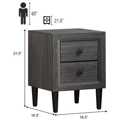 Tangkula 2PCS 2 Drawers Nightstand Bedside End Table Storage Display Bedroom 3 Tangkula 2PCS 2 Drawers Nightstand Bedside End Table Storage Display Bedroom