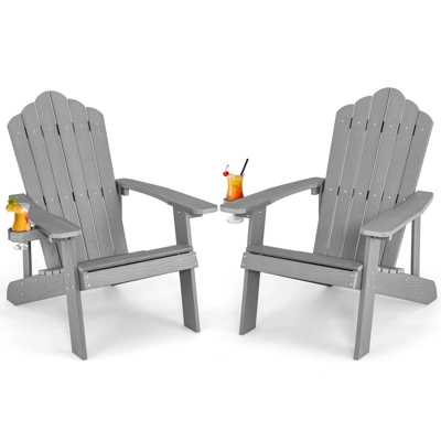 Tangkula 2PCS Adirondack Chair HIPS Adirondack Chair W/Cup Holder Realistic Wood Grain Weather Resistant Outdoor Chair For 380 LBS Weight Capacity Black/Navy/White/Teak/Dark Green/Red/Light Grey/Yellow 14 Tangkula 2PCS Adirondack Chair HIPS Adirondack Chair W/Cup Holder Realistic Wood Grain Weather Resistant Outdoor Chair For 380 LBS Weight Capacity Black/Navy/White/Teak/Dark Green/Red/Light Grey/Yellow - Image 12