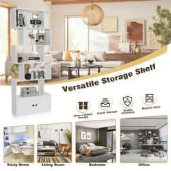 Tangkula 2PCS 6-tier Geometric Bookcase S-shaped Z-shelf Bookshelf Cabinet W/ Doors White 16 Tangkula 2PCS 6-tier Geometric Bookcase S-shaped Z-shelf Bookshelf Cabinet W/ Doors White -Tangkula GUEST 4a3b0581 79fc 4c1e 856f 35c9fc70939c