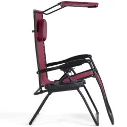 Tangkula Recling Zero Gravity Chair With Drink Tray & Sunshade, Wine -Tangkula GUEST 4a4e422e 2845 40d8 85c9 04b6ebabfba6