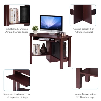 Tangkula Wooden Corner Computer Desk With Drawer Office Study Table Black/Walnut/White 7 Tangkula Wooden Corner Computer Desk With Drawer Office Study Table Black/Walnut/White - Image 5