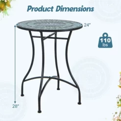 Tangkula 24 Inch Patio Bistro Table Metal Structure W/ Ceramic Tile Tabletop Heavy-Duty -Tangkula GUEST 4b380f7d fa3e 461a b305 ceb97f6b280b