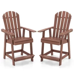 Tangkula 2 PCS Tall Adirondack Chair HDPE Outdoor Bar Stools With Armrests 4.5” Wide Footrest Patio Adirondack Barstools Balcony Chairs Brown 19 Tangkula 2 PCS Tall Adirondack Chair HDPE Outdoor Bar Stools With Armrests 4.5” Wide Footrest Patio Adirondack Barstools Balcony Chairs Brown -Tangkula GUEST 4be1cb46 5565 4cfd 9e59 7187073e3ceb