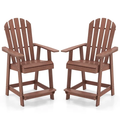 Tangkula 2 PCS Tall Adirondack Chair HDPE Outdoor Bar Stools With Armrests 4.5” Wide Footrest Patio Adirondack Barstools Balcony Chairs Brown 11 Tangkula 2 PCS Tall Adirondack Chair HDPE Outdoor Bar Stools With Armrests 4.5” Wide Footrest Patio Adirondack Barstools Balcony Chairs Brown - Image 9