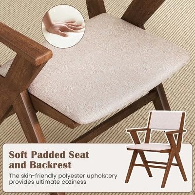 Tangkula Wooden Dining Chair Set Of 2 W/ Rubber Wood Frame Padded Seat & Back Armrests 8 Tangkula Wooden Dining Chair Set Of 2 W/ Rubber Wood Frame Padded Seat & Back Armrests - Image 6