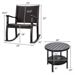 Tangkula 3-Piece Wicker Rocking Bistro Set Outdoor Conversation Set With Coffee Table 11 Tangkula 3-Piece Wicker Rocking Bistro Set Outdoor Conversation Set With Coffee Table -Tangkula GUEST 4c6b81d1 f974 4373 8674 d110ef352cfd