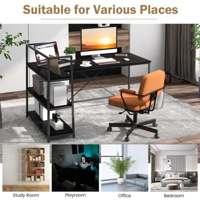 Tangkula 59 Inch L-Shaped Computer Desk Large Reversible Corner Desk W/ Open Storage Shelves Space-Saving Writing Study Table PC Laptop Gaming Desk Black/White + Natural/Black + Walnut 10 Tangkula 59 Inch L-Shaped Computer Desk Large Reversible Corner Desk W/ Open Storage Shelves Space-Saving Writing Study Table PC Laptop Gaming Desk Black/White + Natural/Black + Walnut - Image 8