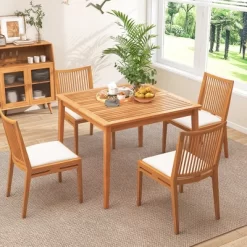 Tangkula 39" 4-Person Outdoor Acacia Wood Dining Table W/ 1.96" Umbrella Hole For Porch 13 Tangkula 39" 4-Person Outdoor Acacia Wood Dining Table W/ 1.96" Umbrella Hole For Porch -Tangkula GUEST 4d4a3e6a 2d5b 4647 b9ea cc13b88bdff7