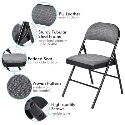 Tangkula Fabric Padded Folding Chair Portable Dining Chairs Pack Of 4 6 Tangkula Fabric Padded Folding Chair Portable Dining Chairs Pack Of 4 - Image 4