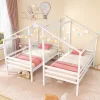 Tangkula Double Twin Size Bed Frames For Kids With Built-in Table & USB Port Guardrails -Tangkula GUEST 4d8a3851 bb16 4126 b28d 6737ca2e422a
