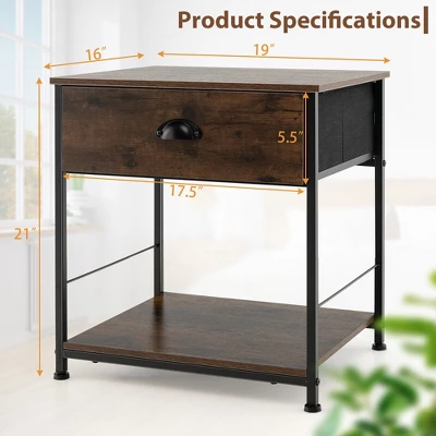 Tangkula 2-tier Nightstand Bedside End Sofa Coffee Table For Bedroom Living Room 6 Tangkula 2-tier Nightstand Bedside End Sofa Coffee Table For Bedroom Living Room - Image 4