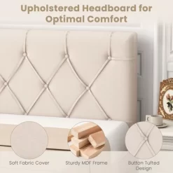 Tangkula Upholstered Headboard For Twin Size Bed W/ Fabric Upholstery Adjustable Height -Tangkula GUEST 4e04442c eefa 4259 a9c2 2f36ca1093b7