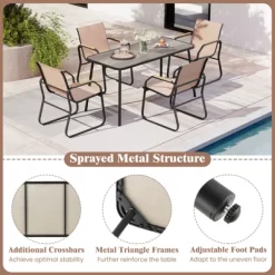 Tangkula 5 PCS Patio Dining Set W/ Wood-like Armrests & Metal Frame For Garden Yard -Tangkula GUEST 4e305663 4fb9 40b5 baf2 047cf6f946c8