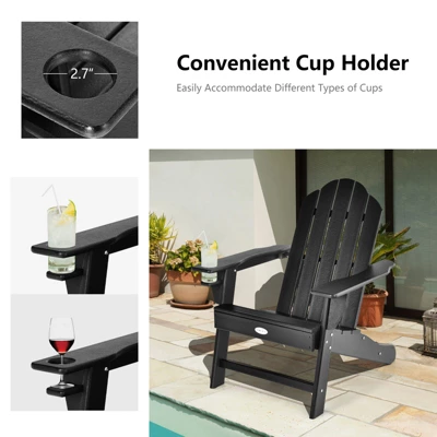 Tangkula Adirondack Chair Outdoor With Cup Holde Weather Resistant Lounger Chair For Backyard Garden Patio And Deck Black/Grey/Turquoise/White 7 Tangkula Adirondack Chair Outdoor With Cup Holde Weather Resistant Lounger Chair For Backyard Garden Patio And Deck Black/Grey/Turquoise/White - Image 5