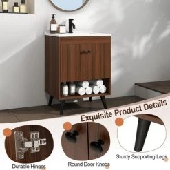 Tangkula 25 Inch Wooden Bathroom Vanity Sink Combo With Open Shelf & Sink & Pop Up Drain 17 Tangkula 25 Inch Wooden Bathroom Vanity Sink Combo With Open Shelf & Sink & Pop Up Drain -Tangkula GUEST 4e6cc35c 5442 47ea bc3d 4129ece84ef0