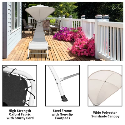Tangkula Patio Chaise Chaise Lounge Chair With Canopy Cushioned Canopy Lounger 7 Tangkula Patio Chaise Chaise Lounge Chair With Canopy Cushioned Canopy Lounger - Image 5