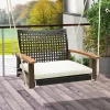 Tangkula Rattan Porch Swing Patio Wicker Single Hanging Seat W/ Seat Cushion & Acacia Wood Armrests 1 Tangkula Rattan Porch Swing Patio Wicker Single Hanging Seat W/ Seat Cushion & Acacia Wood Armrests -Tangkula GUEST 4ee2b392 da66 4c65 841e c8930b570783