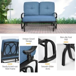 Tangkula 2-Person Outdoor Bench Patio Swing Glider Chair With Cushions Rocking Chair Cushioned Sofa -Tangkula GUEST 4f052ec6 e8d0 48df 89da 73746995ed20