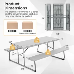 Tangkula Folding Picnic Table W/ 2 Benches 6 FT Camping Table Set W/ All-Weather HDPE Tabletop Grey 19 Tangkula Folding Picnic Table W/ 2 Benches 6 FT Camping Table Set W/ All-Weather HDPE Tabletop Grey -Tangkula GUEST 4f29781a 0c34 4612 83b3 5305a4e4fa83