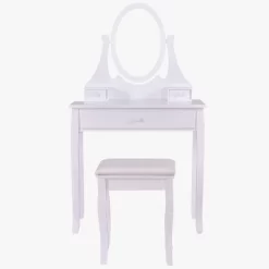 Tangkula Mirrored Dressing Table Wooden Vanity Makeup Unit W/ Cushioned Stool -Tangkula GUEST 4f82e7bd 20f6 495d a3f9 abc525e712c8