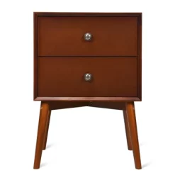 Tangkula Mid Century Nightstand Sofa End Table Bedroom Side Table With 2 Drawers -Tangkula GUEST 4fc751dc fd17 4b94 be8a 73777933e21b