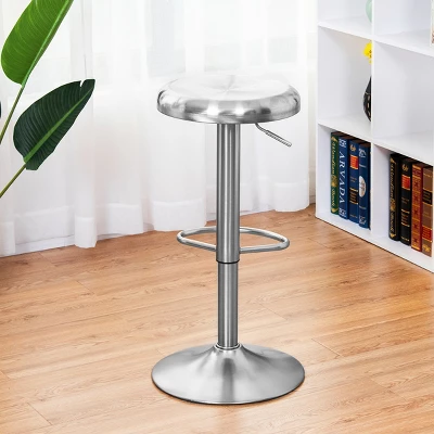 Tangkula Set Of 2 Swivel Bar Stools Adjustable Brushed Stainless Steel 3 Tangkula Set Of 2 Swivel Bar Stools Adjustable Brushed Stainless Steel - Image 2