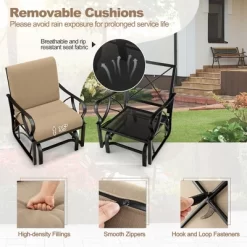Tangkula Patio Glider Chair Outdoor Metal Glider W/ Seat & Back Cushions Backyard Poolside -Tangkula GUEST 506d5fef 442b 4312 9370 c5502966f40d