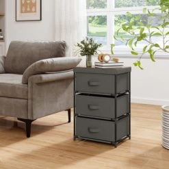 Tangkula 1pc/2pcs Dresser With 3 Drawers, Fabric Storage Organizer Tower Unit Tall Nightstand Bedside Table With Removable Lid For Bedroom