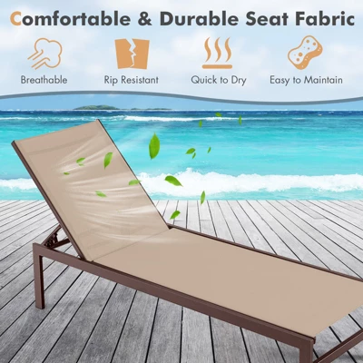 Tangkula Set Of 2 Aluminum Patio Chaise Lounge Outdoor Adjustable Lounge Chair W/ 6-Position Backrest 7 Tangkula Set Of 2 Aluminum Patio Chaise Lounge Outdoor Adjustable Lounge Chair W/ 6-Position Backrest - Image 5