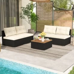 Tangkula 5 Pieces Outdoor Patio Furniture Set Sectional PE Rattan Sofa Set With Cushions And Acacia Wood Coffee Table 12 Tangkula 5 Pieces Outdoor Patio Furniture Set Sectional PE Rattan Sofa Set With Cushions And Acacia Wood Coffee Table -Tangkula GUEST 51000e65 fbb5 4b99 af62 8b12bda7379a