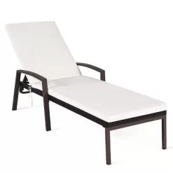 Tangkula 2PCS Patio Rattan Wicker Lounge Chair Back Adjustable Recliner Chaise W/ Cushion -Tangkula GUEST 514657b9 7aab 4cdc b8fb d07114545f24