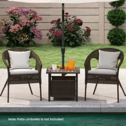 Tangkula Outdoor Side Table With 1.93" Umbrella Hole All-Weather PE Wicker Patio Umbrella Table With Rustproof Frame 12 Tangkula Outdoor Side Table With 1.93" Umbrella Hole All-Weather PE Wicker Patio Umbrella Table With Rustproof Frame -Tangkula GUEST 514afe4c b53c 45d3 9706 f25247fa5084