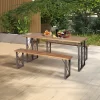 Tangkula 3 Piece Patio Picnic Table Bench Set, Outdoor Camping Table Set W/ Acacia Wood Tabletop & Seat 2” Umbrella Hole 2 Tangkula 3 Piece Patio Picnic Table Bench Set, Outdoor Camping Table Set W/ Acacia Wood Tabletop & Seat 2” Umbrella Hole -Tangkula GUEST 51a93015 e9f9 4c94 8f49 fcf10abf462d