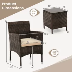Tangkula 3 Pieces Patio Rattan Furniture Set Outdoor Conversation Set With PE Wicker Armchairs Tempered Glass Top Coffee Table 18 Tangkula 3 Pieces Patio Rattan Furniture Set Outdoor Conversation Set With PE Wicker Armchairs Tempered Glass Top Coffee Table -Tangkula GUEST 522ec5aa f7ac 4822 a18b 5764c3e697d0