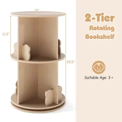 Tangkula Kids Rotating Bookshelf Round Spinning Corner Bookcase W/Bear Baffles Coffee -Tangkula GUEST 5238a358 93e6 4cc5 963b e300df0164bd