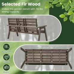 Tangkula Outdoor Fir Wood Bench W/ Foldable Middle Table W/ Backrest & Armrests -Tangkula GUEST 5258baf6 dcef 4dd5 839c 4d2357b90085