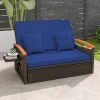 Tangkula Outdoor Wicker Daybed Patio Loveseat & Storage Ottoman Set W/ Navy Cushions 2 Tangkula Outdoor Wicker Daybed Patio Loveseat & Storage Ottoman Set W/ Navy Cushions -Tangkula GUEST 5296bfc4 1c14 4694 8c7b 73c44fb56e6d