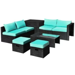 Tangkula 8PCS Patio Conversation Set Sectional Sofa Set, All-Weather PE Rattan, Tempered Glass Table & Washable Cushion Covers 25 Tangkula 8PCS Patio Conversation Set Sectional Sofa Set, All-Weather PE Rattan, Tempered Glass Table & Washable Cushion Covers -Tangkula GUEST 5297c1b6 d094 466b ab32 ee973f1f853a