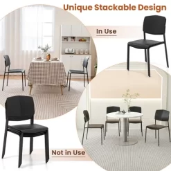 Tangkula Dining Chair Set Of 2 W/Ergonomic Backrest & Wide Seat Stackable Kitchen Chairs -Tangkula GUEST 52bbf39e e597 46f7 bf79 498f5ec296d8